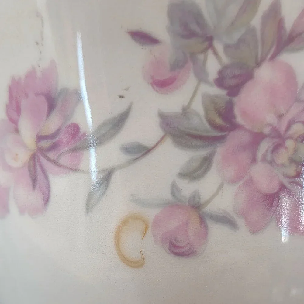 1952 Handled Floral Gravy Boat Edwin M. Knowles Light Pink Rose Gold Trimmed